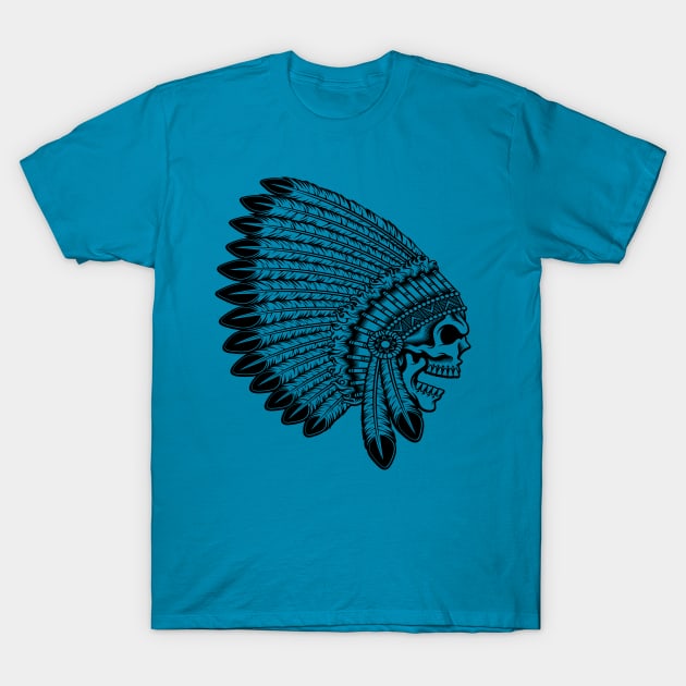 Indian Headdress Skull T-Shirt by RightBrainIndustries